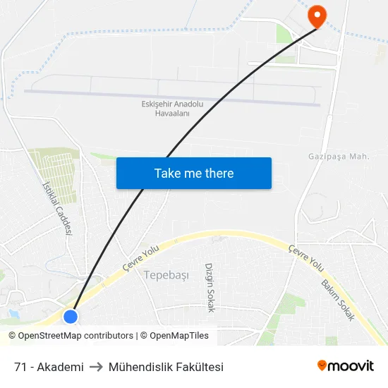 71 - Akademi to Mühendislik Fakültesi map