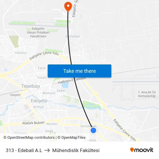 313 - Edebali A.L to Mühendislik Fakültesi map