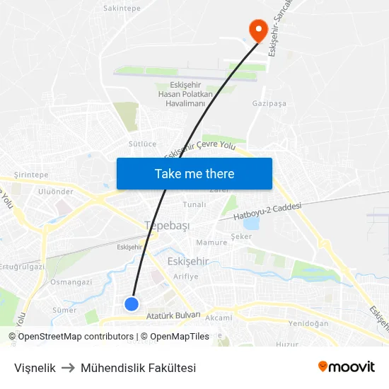 Vişnelik to Mühendislik Fakültesi map
