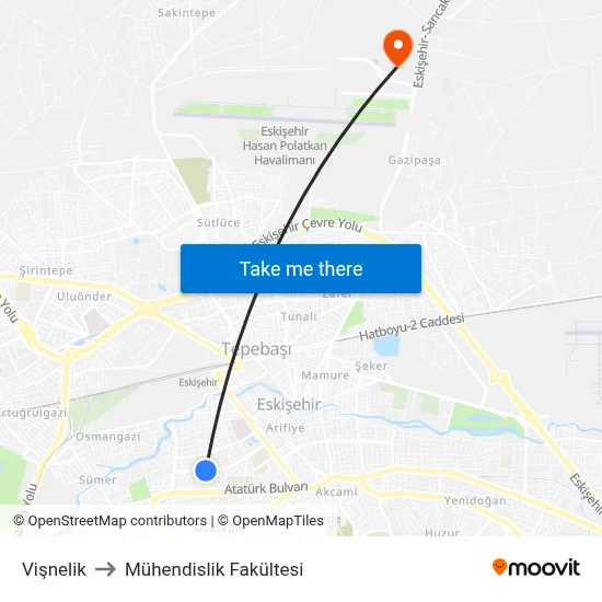 Vişnelik to Mühendislik Fakültesi map