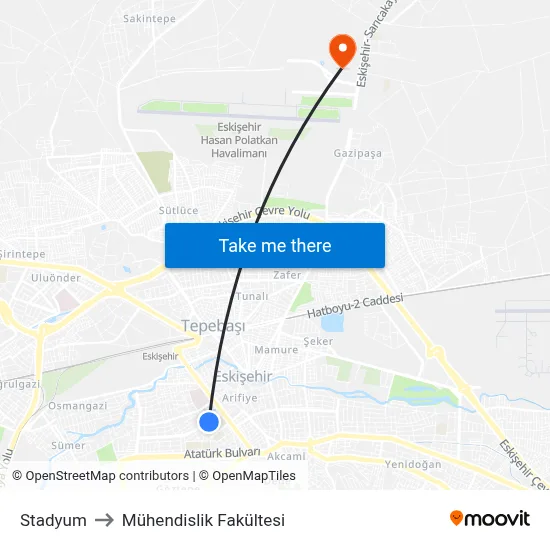 Stadyum to Mühendislik Fakültesi map
