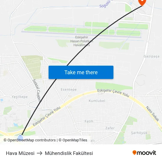 Hava Müzesi to Mühendislik Fakültesi map