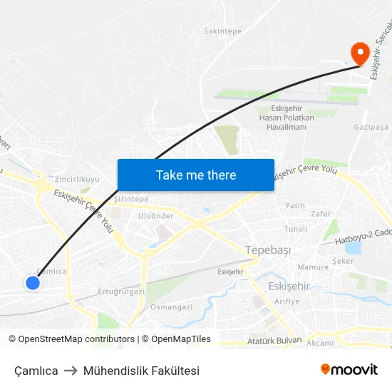 Çamlıca to Mühendislik Fakültesi map