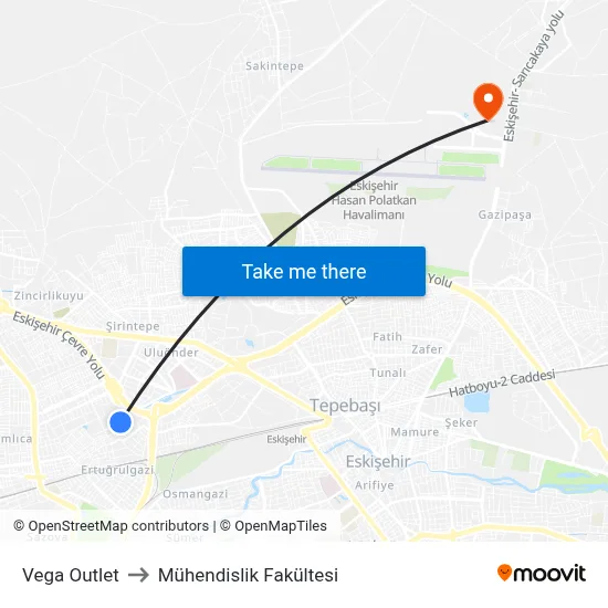 Vega Outlet to Mühendislik Fakültesi map