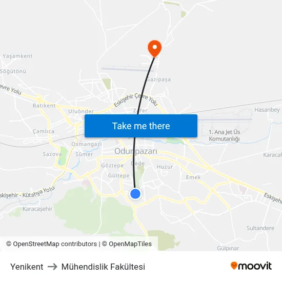 Yenikent to Mühendislik Fakültesi map