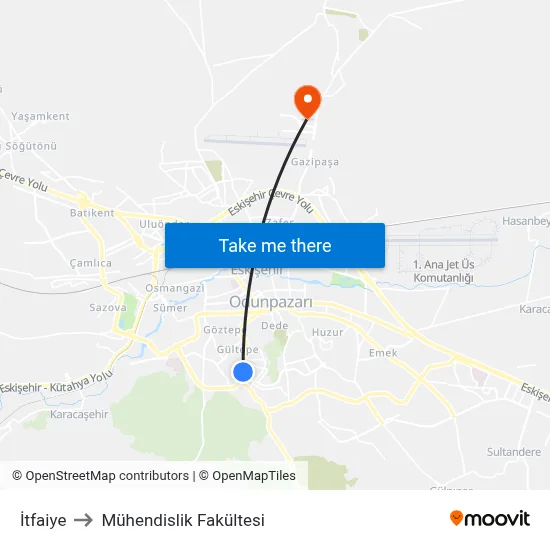İtfaiye to Mühendislik Fakültesi map