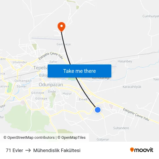 71 Evler to Mühendislik Fakültesi map