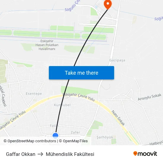 Gaffar Okkan to Mühendislik Fakültesi map