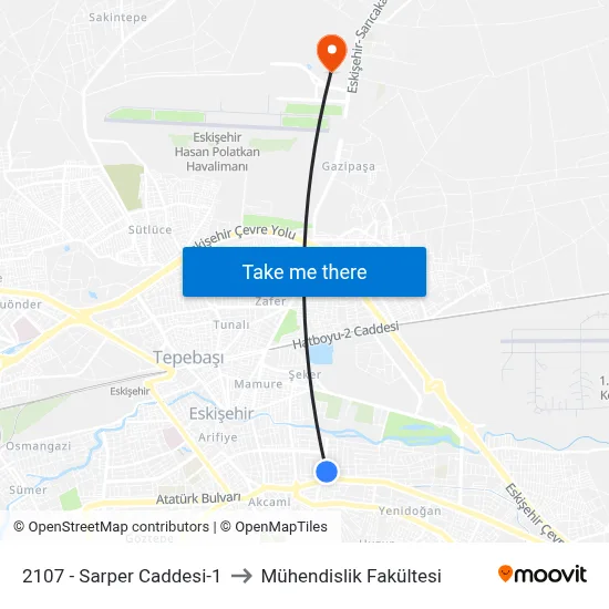 2107 - Sarper Caddesi-1 to Mühendislik Fakültesi map