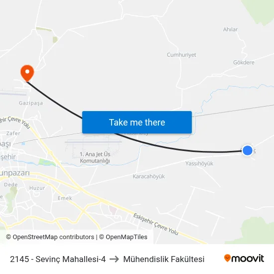 2145 - Sevinç Mahallesi-4 to Mühendislik Fakültesi map