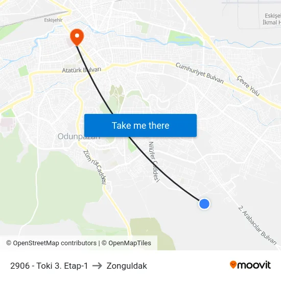 2906 - Toki 3. Etap-1 to Zonguldak map