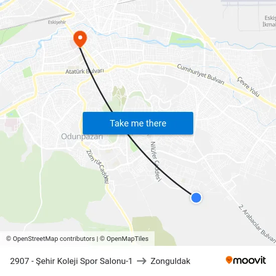 2907 - Şehir Koleji Spor Salonu-1 to Zonguldak map