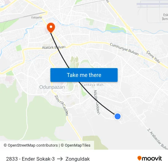 2833 - Ender Sokak-3 to Zonguldak map