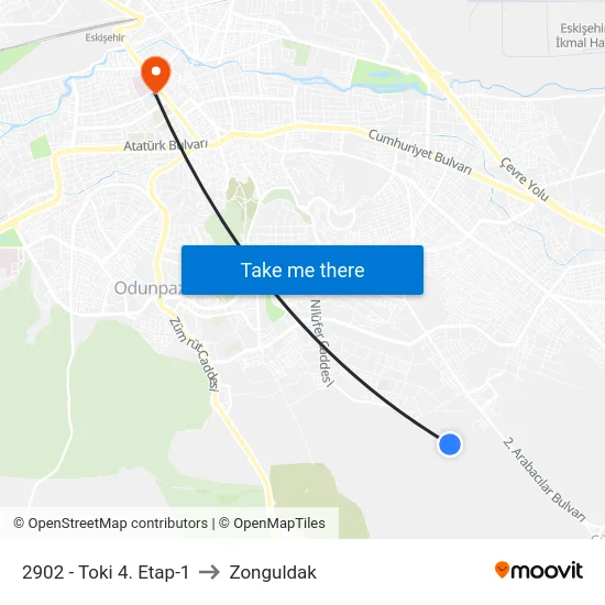 2902 - Toki 4. Etap-1 to Zonguldak map