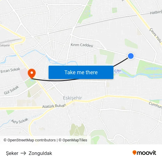 Şeker to Zonguldak map