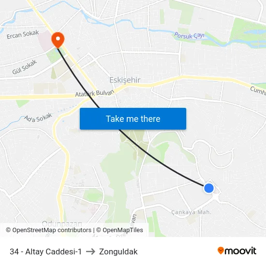 34 - Altay Caddesi-1 to Zonguldak map