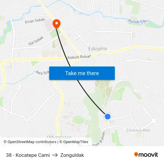 38 - Kocatepe Cami to Zonguldak map