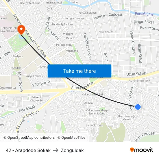 42 - Arapdede Sokak to Zonguldak map