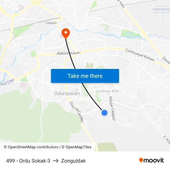 499 - Ordu Sokak-3 to Zonguldak map