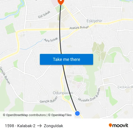 1598 - Kalabak-2 to Zonguldak map