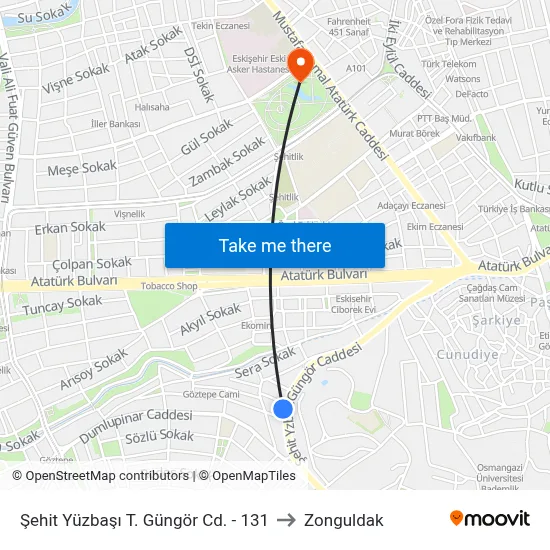 131 - Kaleli Sokak-2 to Zonguldak map