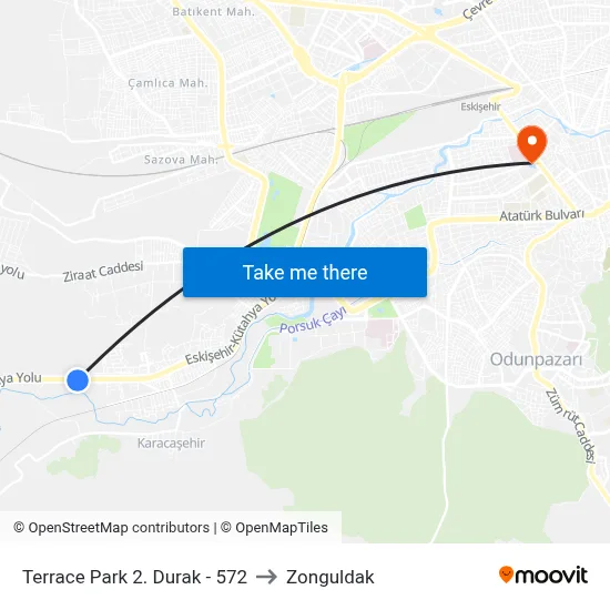 Terrace Park 2. Durak - 572 to Zonguldak map