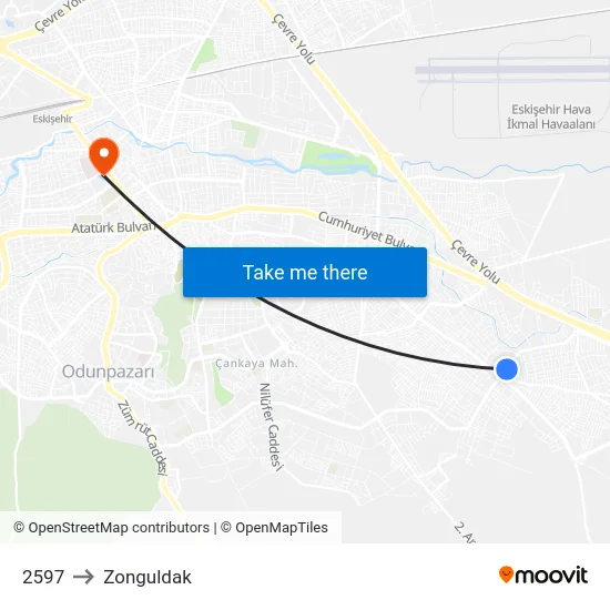 2597 to Zonguldak map