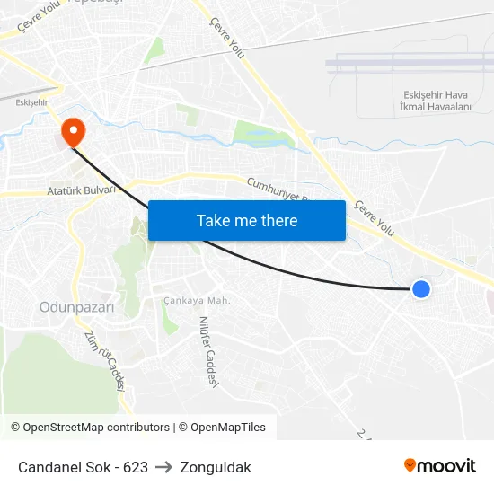 Candanel Sok - 623 to Zonguldak map
