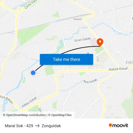 Maral Sok - 429 to Zonguldak map