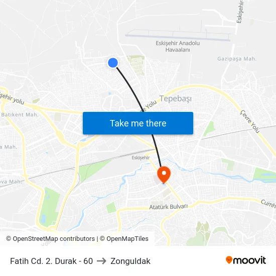 Fatih Cd. 2. Durak - 60 to Zonguldak map