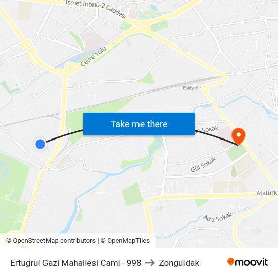 Ertuğrul Gazi Mahallesi Cami - 998 to Zonguldak map