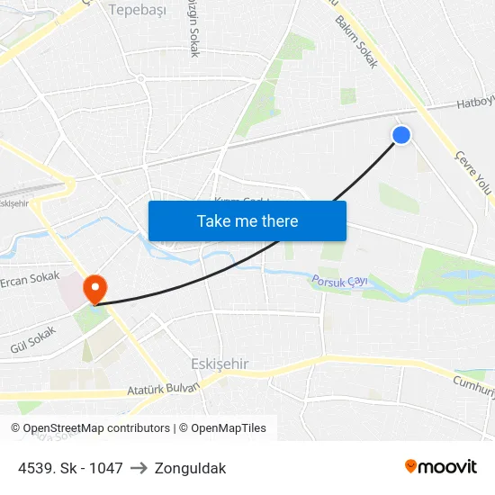 4539. Sk - 1047 to Zonguldak map