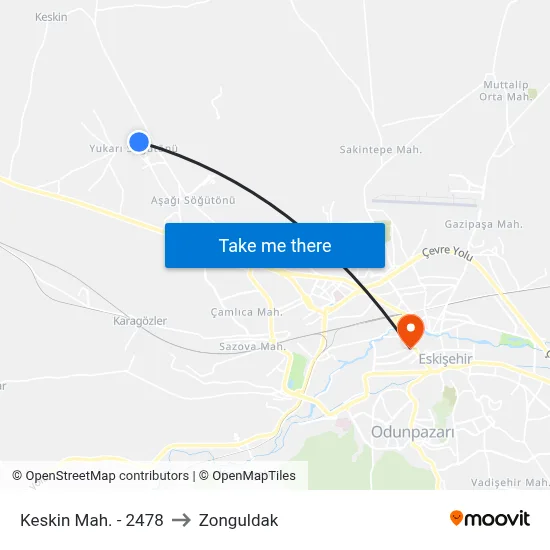 Keskin Mah. - 2478 to Zonguldak map