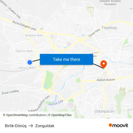Birlik-Dönüş to Zonguldak map