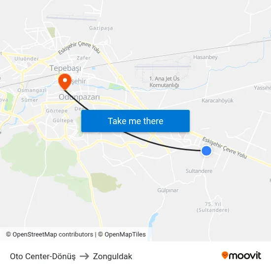 Oto Center to Zonguldak map