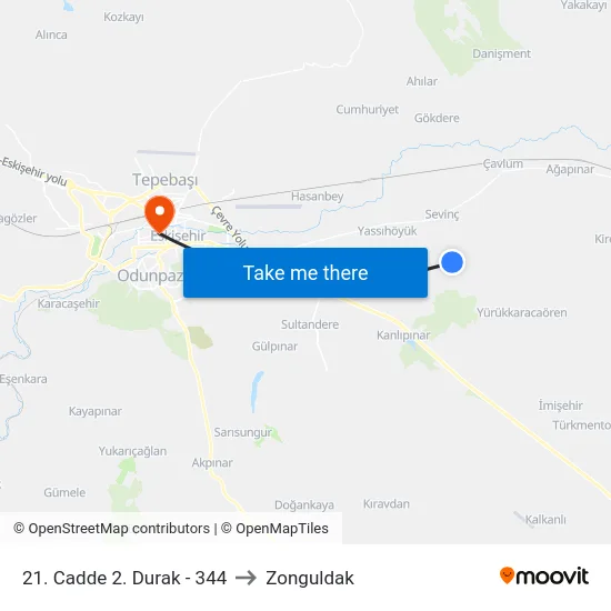 21. Cadde 2. Durak - 344 to Zonguldak map