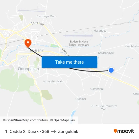 1. Cadde 2. Durak - 368 to Zonguldak map