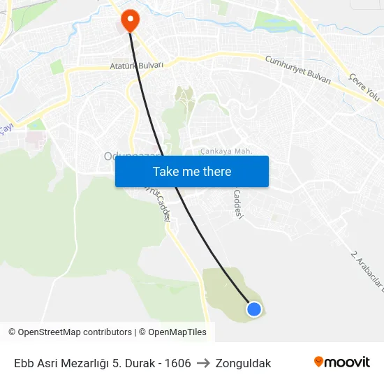 Ebb Asri Mezarlığı 5. Durak - 1606 to Zonguldak map