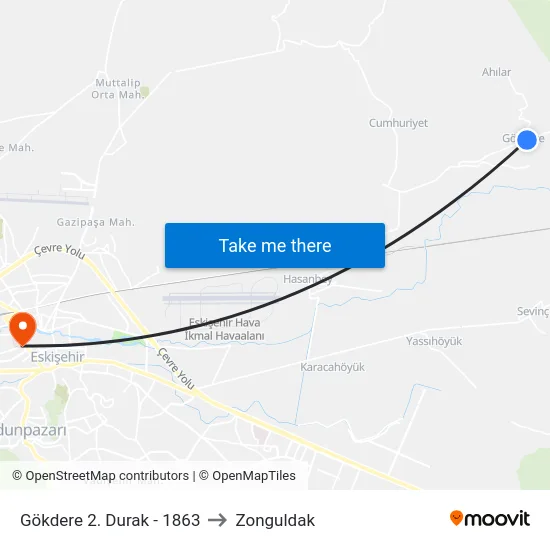 Gökdere 2. Durak - 1863 to Zonguldak map