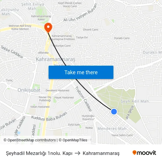 Şeyhadil Mezarlığı 1nolu. Kapı to Kahramanmaraş map