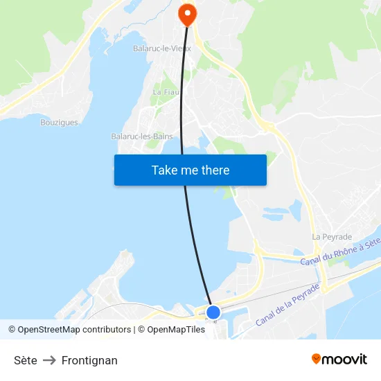 Sète to Frontignan map