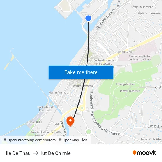 Île De Thau to Iut De Chimie map