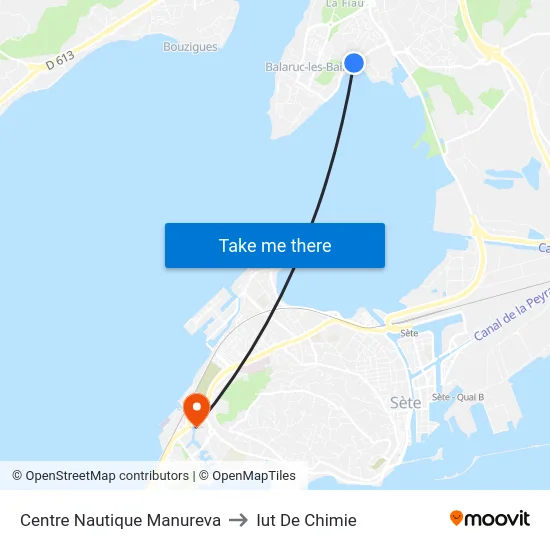 Centre Nautique Manureva to Iut De Chimie map