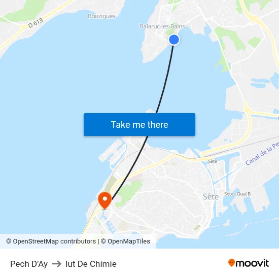 Pech D'Ay to Iut De Chimie map