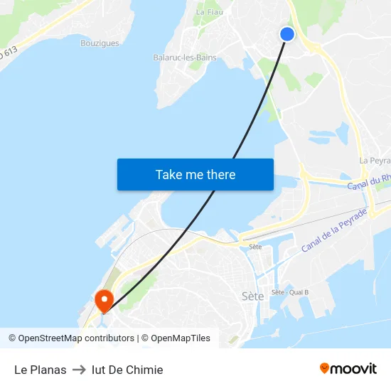 Le Planas to Iut De Chimie map