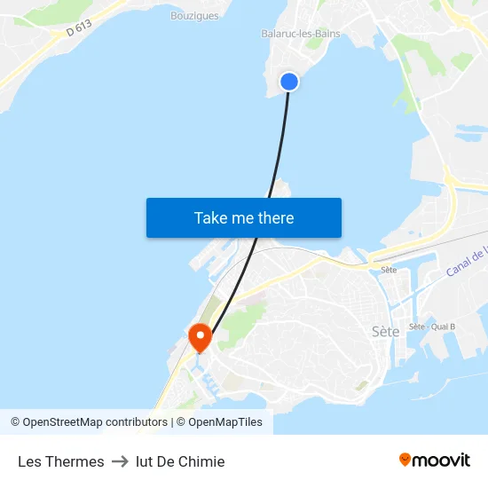 Les Thermes to Iut De Chimie map