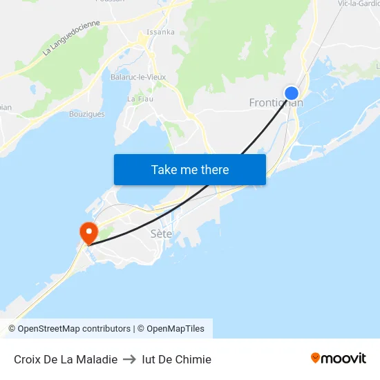 Croix De La Maladie to Iut De Chimie map