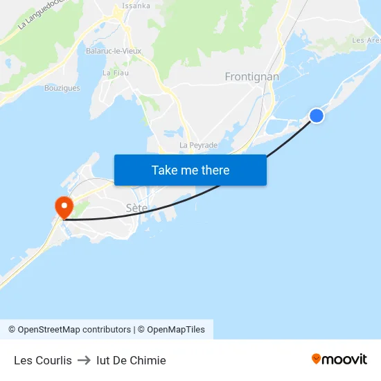 Les Courlis to Iut De Chimie map