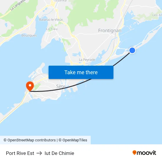 Port Rive Est to Iut De Chimie map