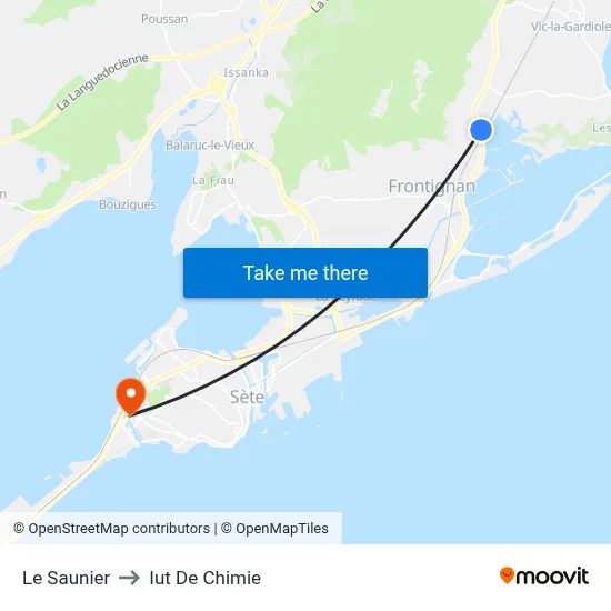 Le Saunier to Iut De Chimie map